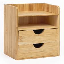 Woodluv Bamboo Mini Desk Top Stationery Organizer Storage Unit