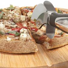 Woodluv Natural Bamboo Pizza Cutting Board With 6 Grooves