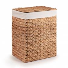 Woodluv Water Hyacinth Laundry Storage Basket With Lining - Medium