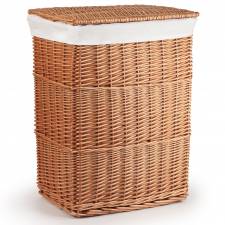 Woodluv Rectangular Brown Wicker Linen Laundry Basket - Large