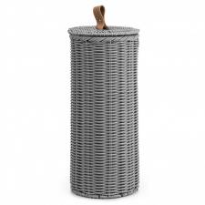 Woodluv Round Polypropleyne Loo Roll Storage Basket With Lid - Grey