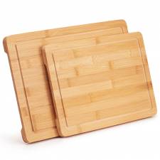 Woodluv Set of 2 Bamboo Chopping Board With Juice Grooves