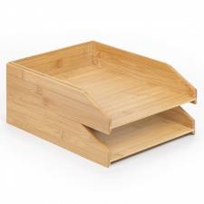 Woodluv Set of 2 Stackable Bamboo A 4 size Letter Tray