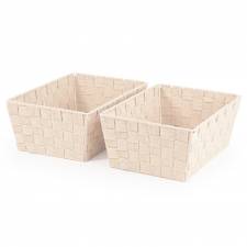 Woodluv Set of 2 Storage Baskets, Gift Hamper Baskets - Cream