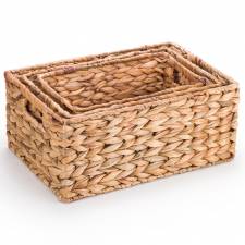 Woodluv Set of 3 Water Hyacinth Shelf Storage Gift Hamper Basket