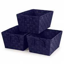 EHC  Set of 3 Woven Strap Storage Basket - Navy Blue