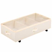 Woodluv Underbed Storage Basket, Foldable Organizer with Zip - Beige