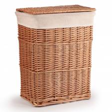 Woodluv Wicker Laundry Storage Basket with Lid, Natural - Medium