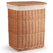 Woodluv Wicker Laundry Storage Basket with Liner, Large - Natural