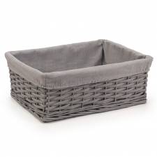 Woodluv Wicker Shelf Storage Hamper Basket With Liner, Large, Grey