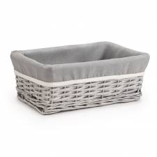 Woodluv Wicker Shelf Storage Hamper Basket With Liner, Medium, Grey