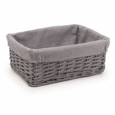 Woodluv Wicker Shelf Storage Hamper Basket With Liner, Medium, Grey