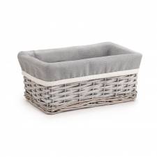 Woodluv Wicker Shelf Storage Hamper Basket With Liner, Small, Grey