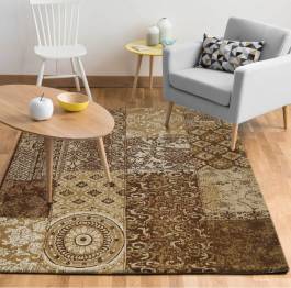 Chenille Patchwork 120 X 160cm Floor Carpet Rug Brown