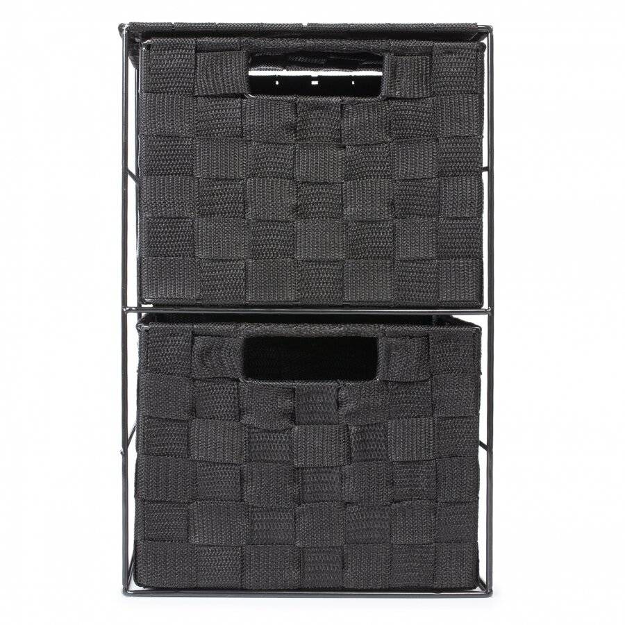 EHC 2 Drawer Nylon Storage Cabinet For Bedroom, Bathroom - Black