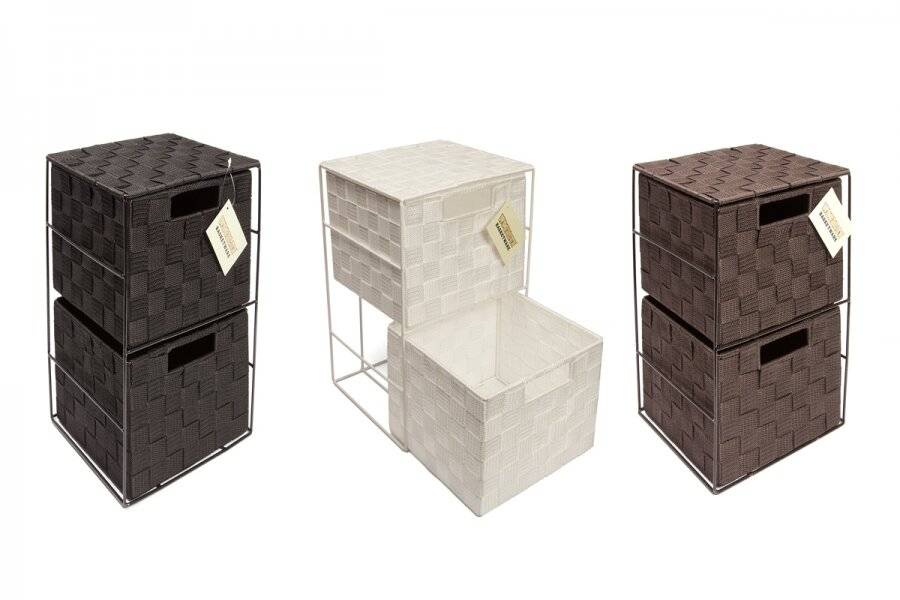EHC 2 Drawer Nylon Storage Cabinet For Bedroom, Bathroom - Brown