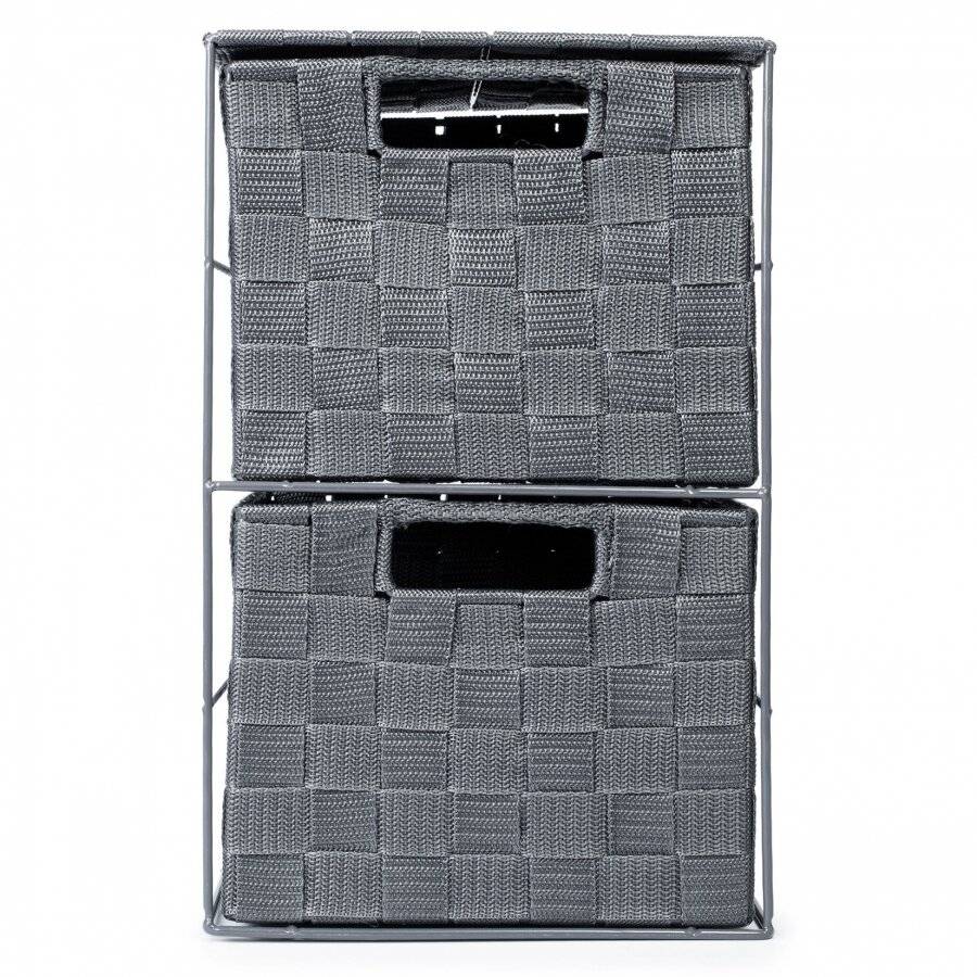 EHC 2 Drawer Polypropylene Woven Storage Cabinet Unit - Grey
