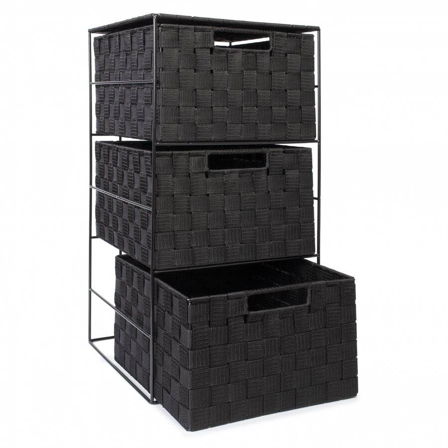 EHC 3 Drawer Storage Cabinet For Bedroom, Bathroom - Black