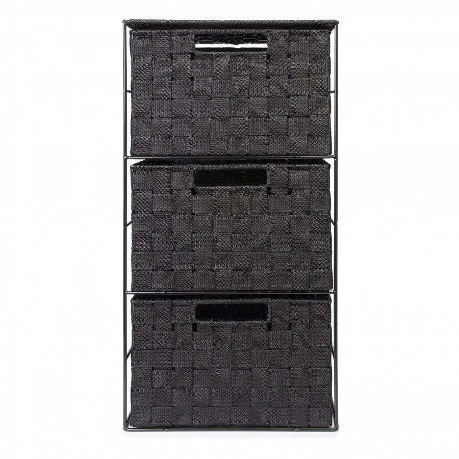 EHC 3 Drawer Storage Cabinet For Bedroom, Bathroom - Black