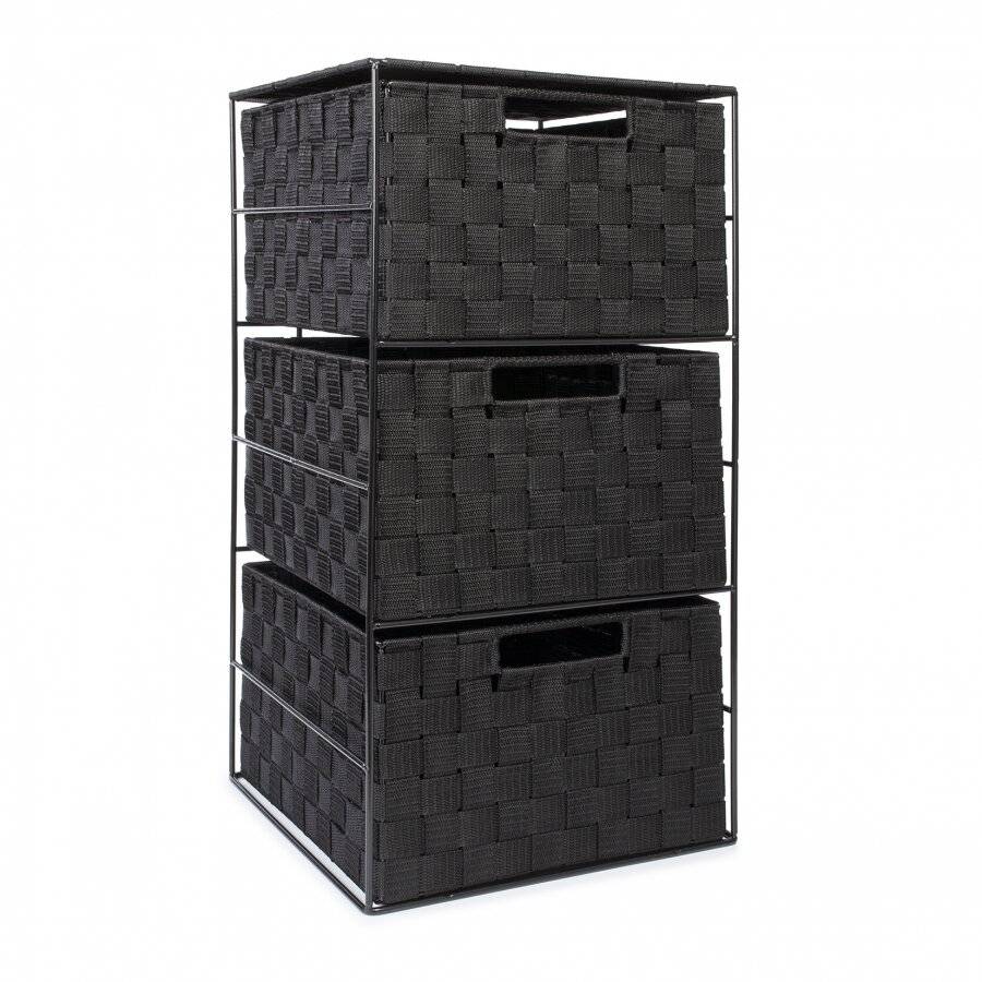 EHC 3 Drawer Storage Cabinet For Bedroom, Bathroom - Black