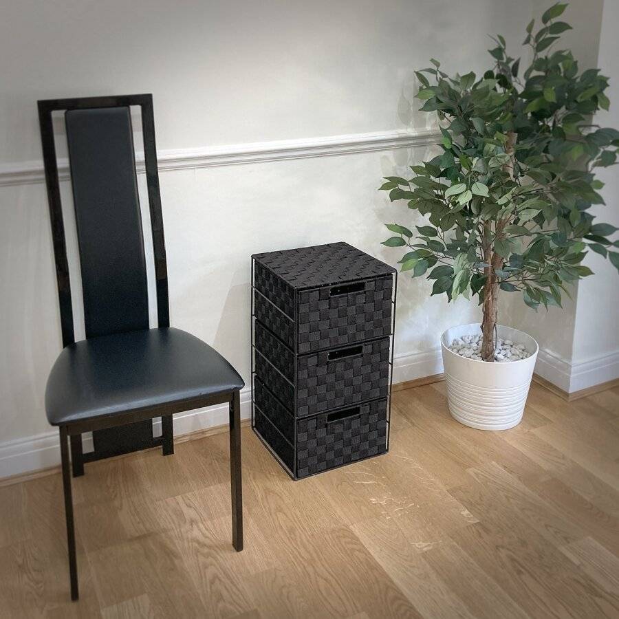 EHC 3 Drawer Storage Cabinet For Bedroom, Bathroom - Black