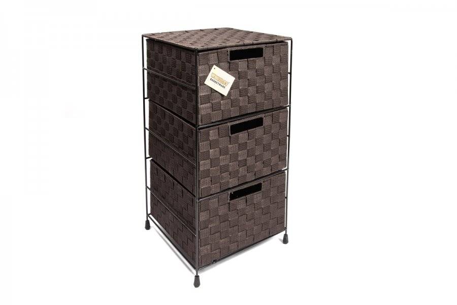 EHC 3 Drawer Storage Cabinet for Bedroom Bathroom-Brown 