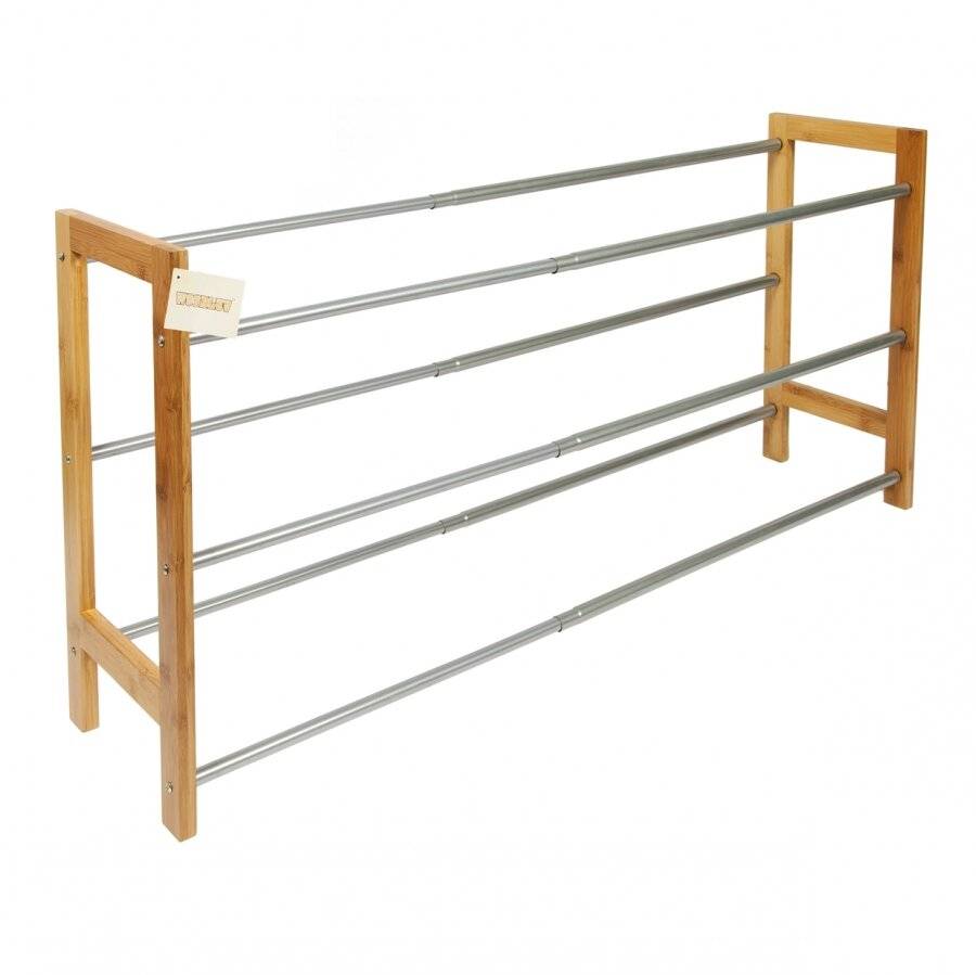 Woodluv 3 Tier Hallway and Entrance Shoe Rack - Fully Extendable