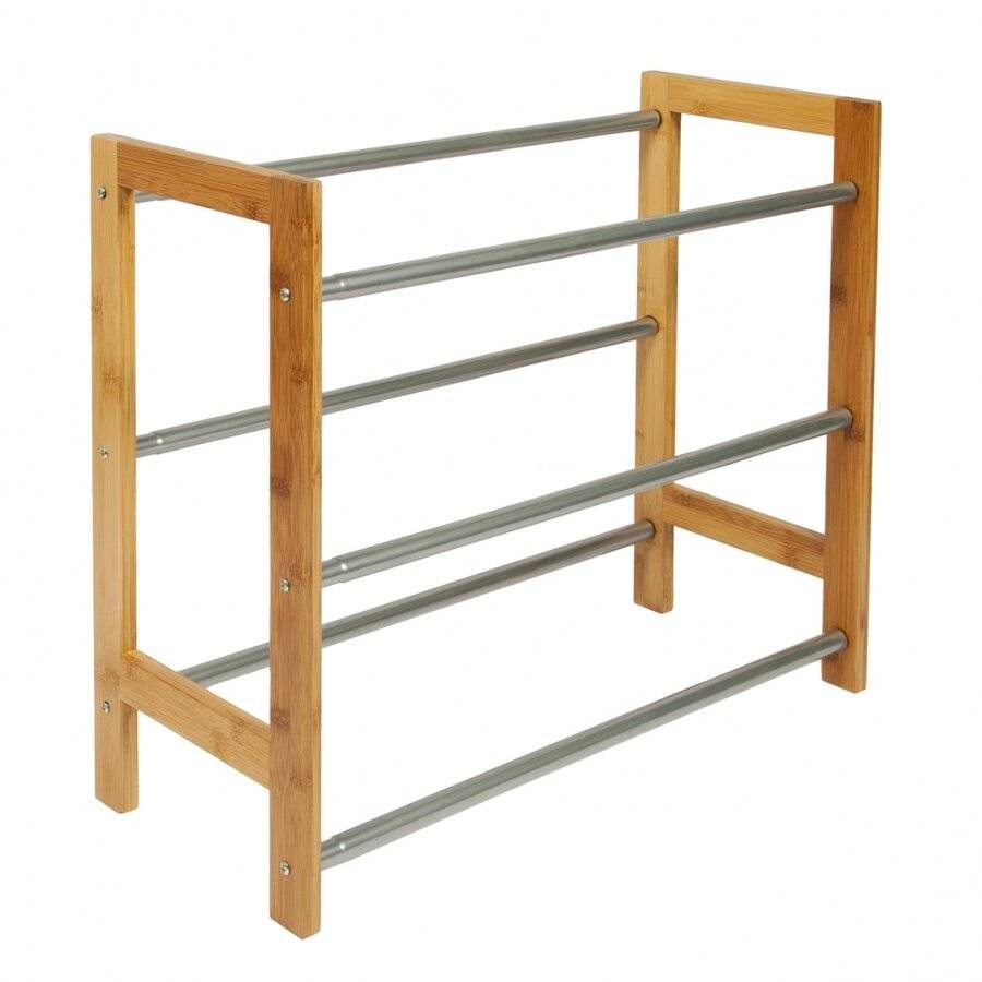 Woodluv 3 Tier Hallway and Entrance Shoe Rack - Fully Extendable