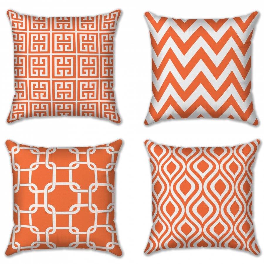 4 Decorative Sofa Pillow Case Cotton Cushions Covers, 45 x 45cm,Orange