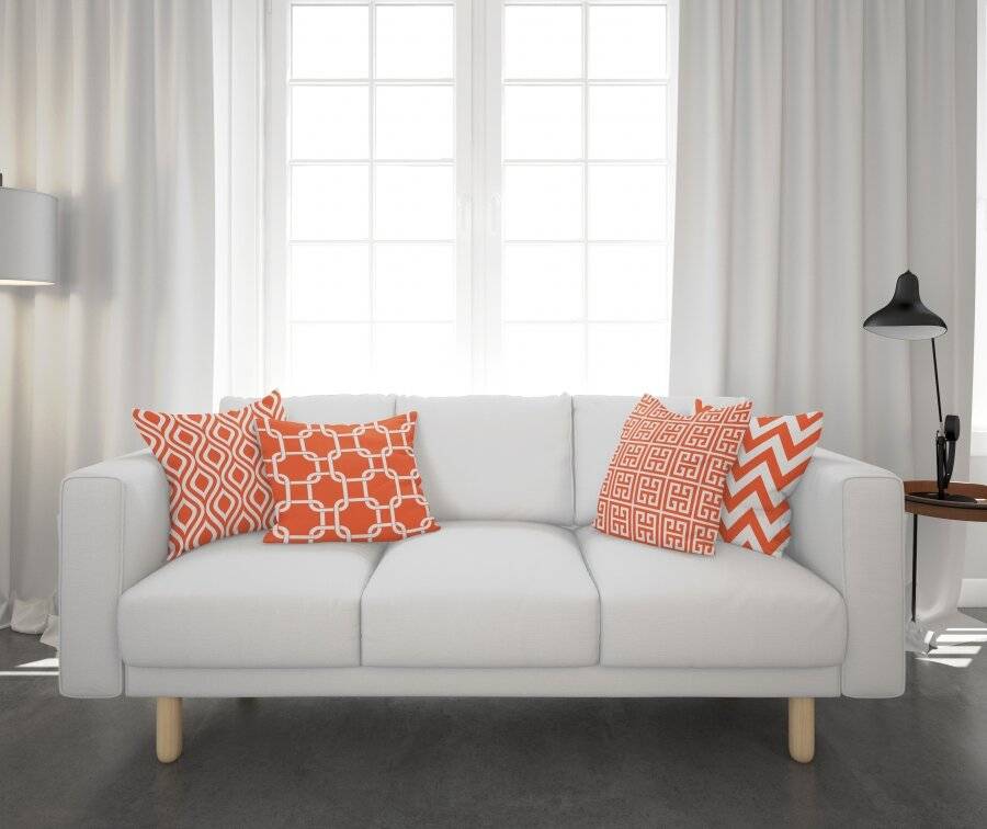4 Decorative Sofa Pillow Case Cotton Cushions Covers, 45 x 45cm,Orange