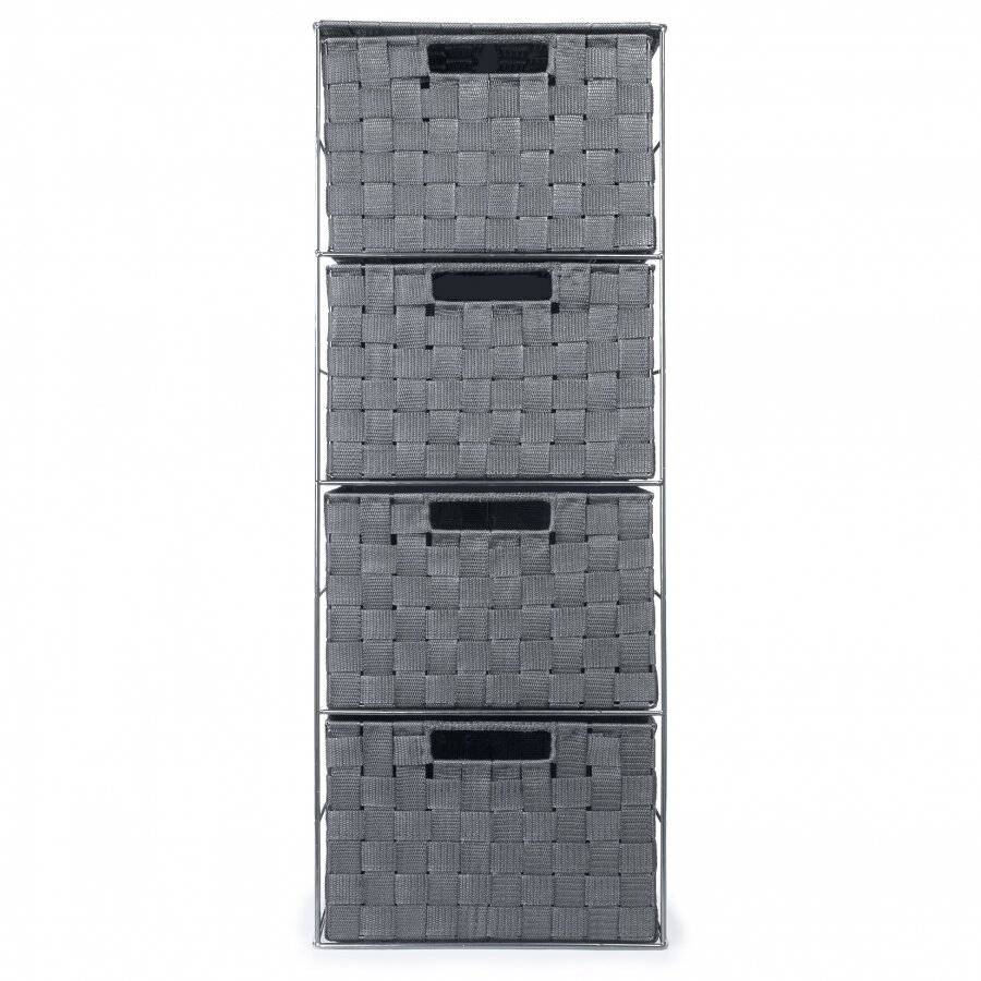 EHC Large 4 Drawer Polypropylene Woven Storage Cabinet Unit - Grey