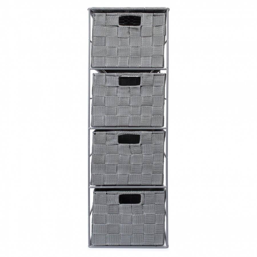 4 Drawer Polypropylene Woven Storage Cabinet Unit, Grey