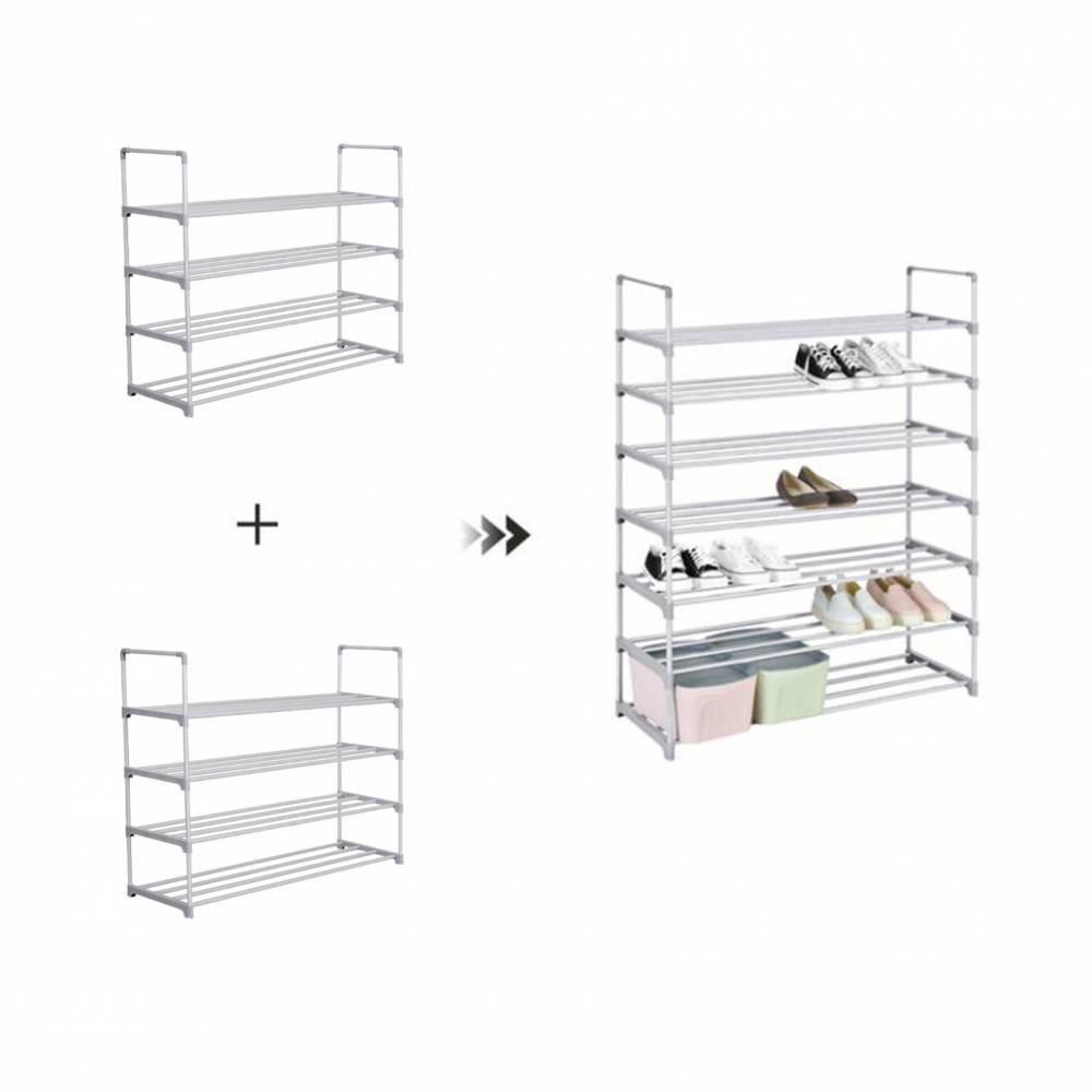 4 Tier Durable Large Capacity Metal Shoe Organizer - Grey