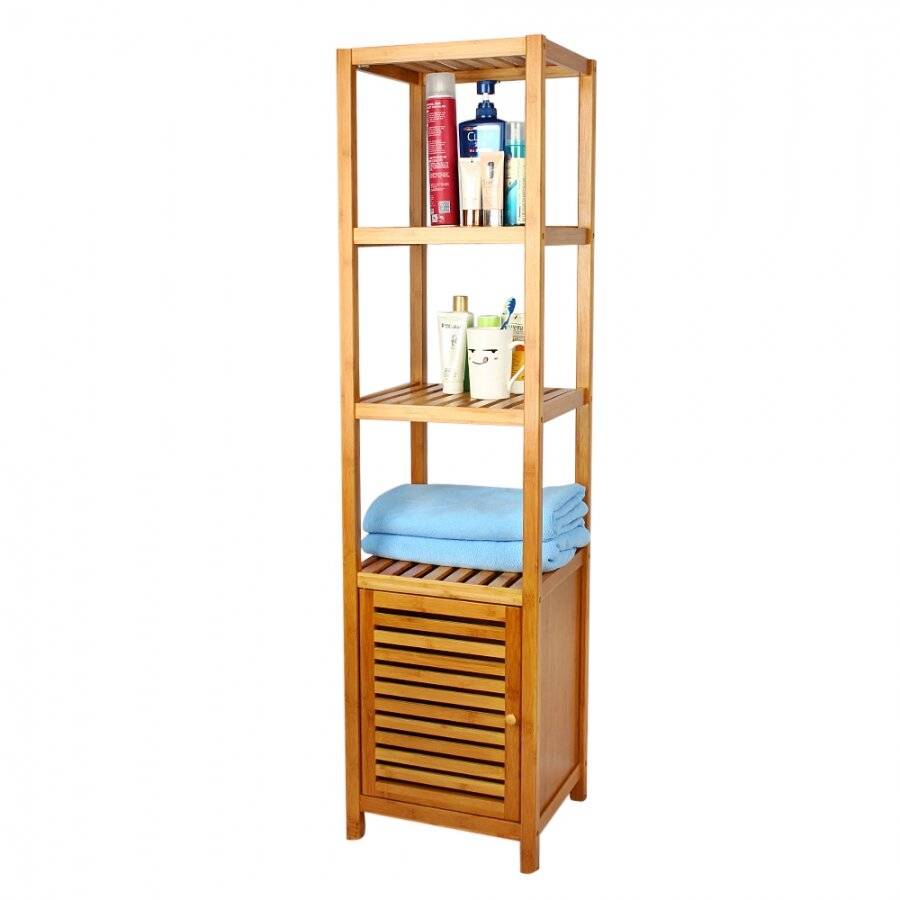 5 Tier Bamboo  Floor Standing Storage Unit For Bathroom