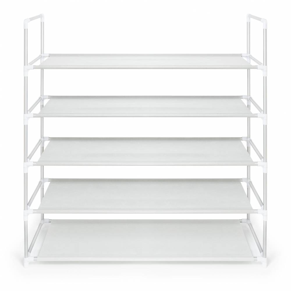 5 Tier Large Capacity Metal Shoe Organizer With Covers - Grey