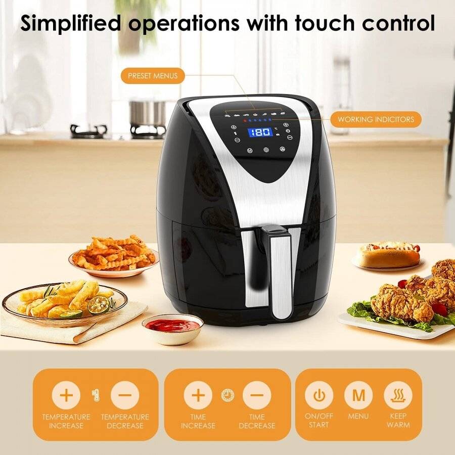 Air Fryer 4.5L Capacity 1400W, 7 Preset Menus, Digital Display, Timer