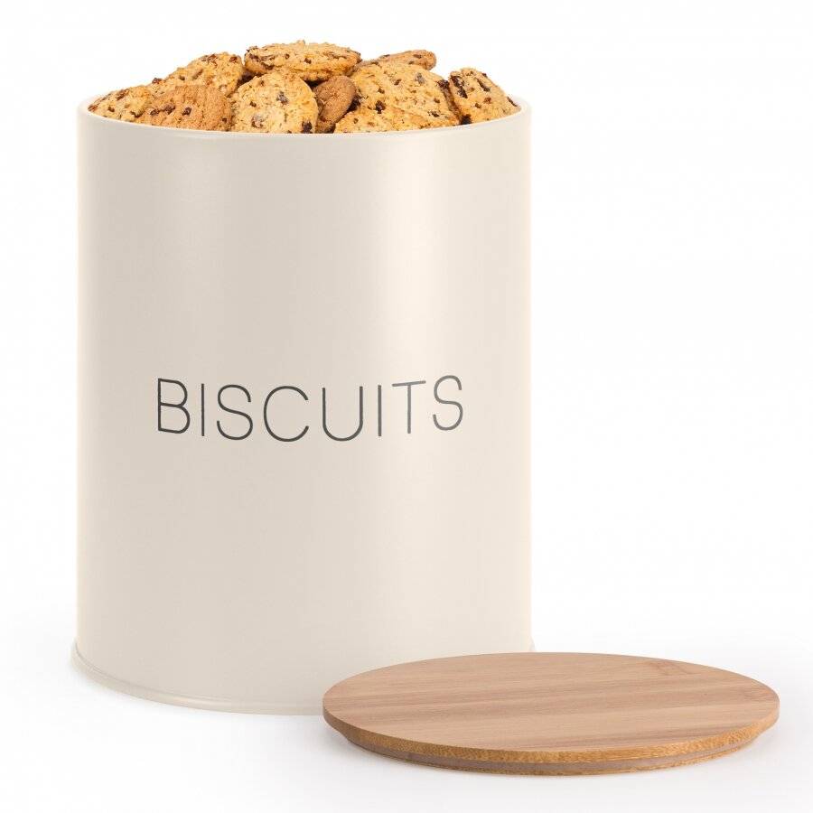 EHC Airtight Biscuit/Cookie Storage Canister With Airtight Lid, Cream