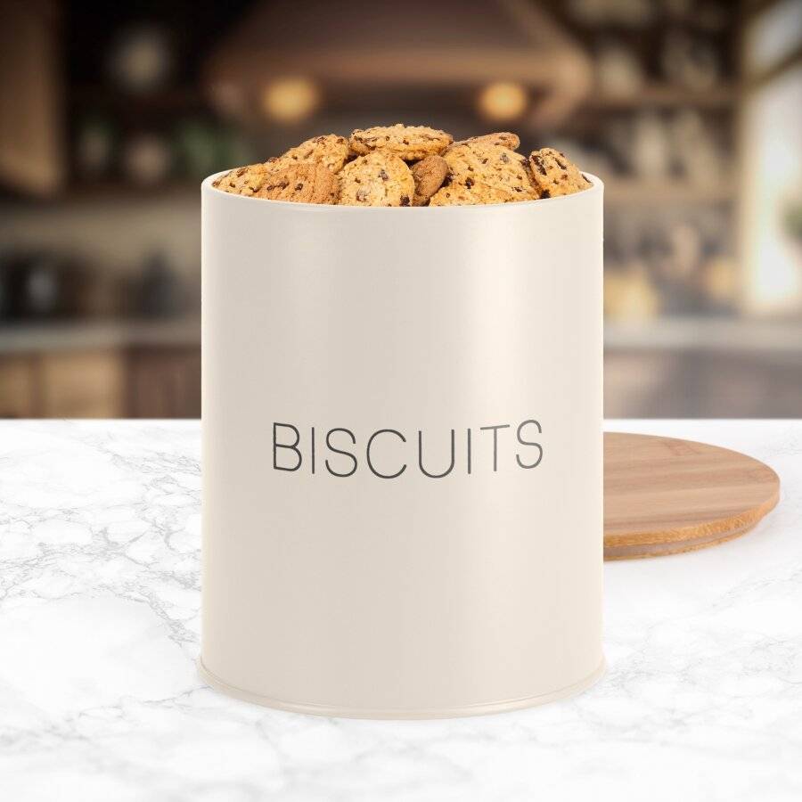 EHC Airtight Biscuit/Cookie Storage Canister With Airtight Lid, Cream