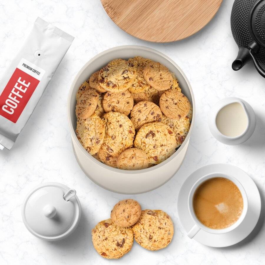 EHC Airtight Biscuit/Cookie Storage Canister With Airtight Lid, Cream