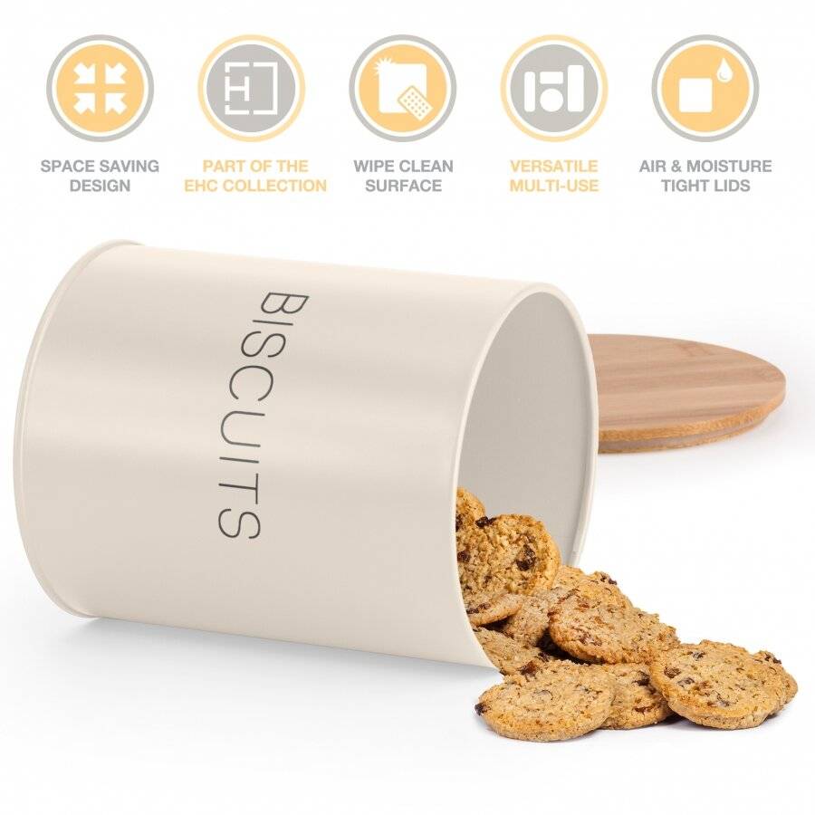 EHC Airtight Biscuit/Cookie Storage Canister With Airtight Lid, Cream
