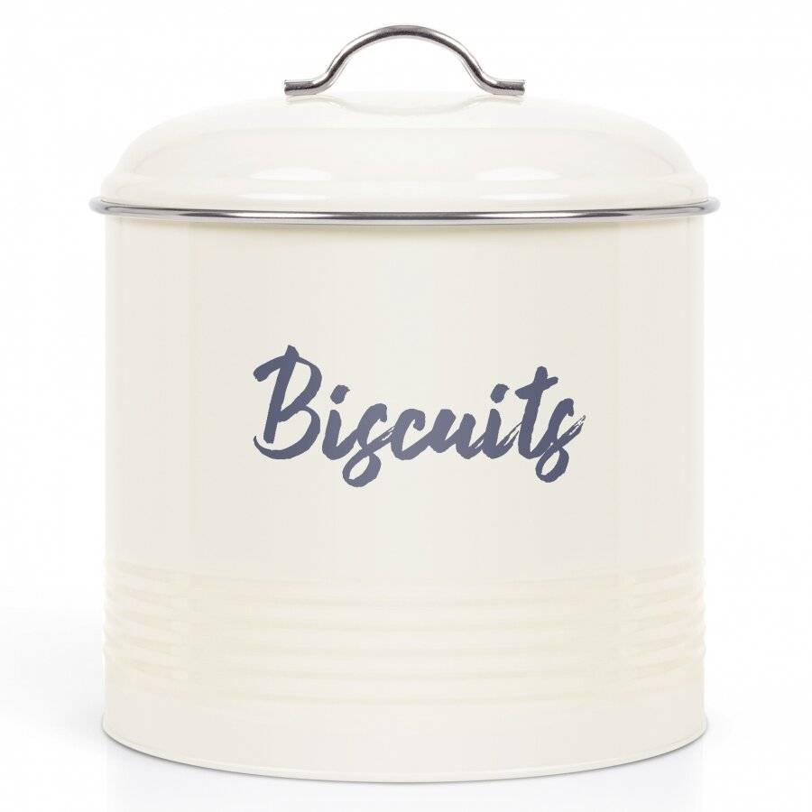 Airtight Round Shaped Biscuit Storage Canister - Cream