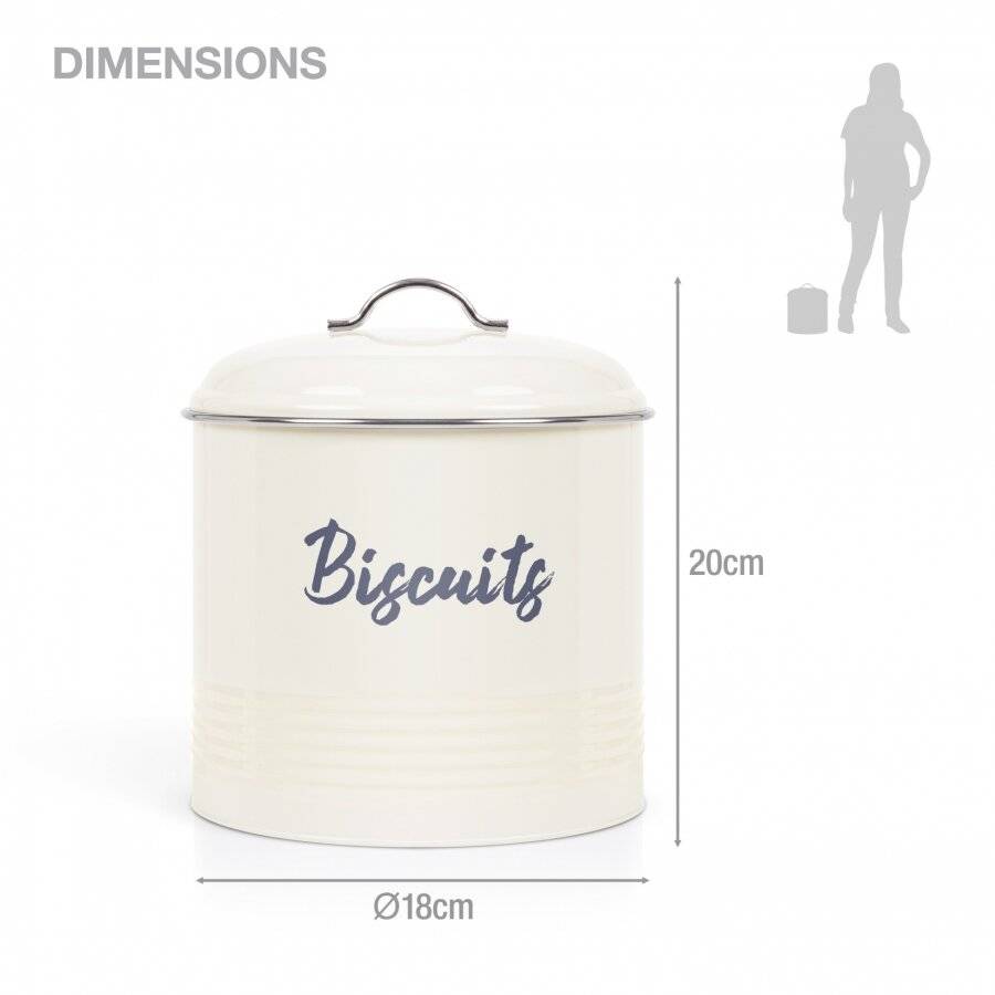 Airtight Round Shaped Biscuit Storage Canister - Cream