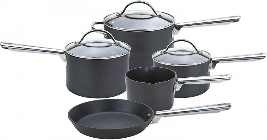 Anolon Professional Milk pan, Saucepans & Frypan Set of 5 - Black