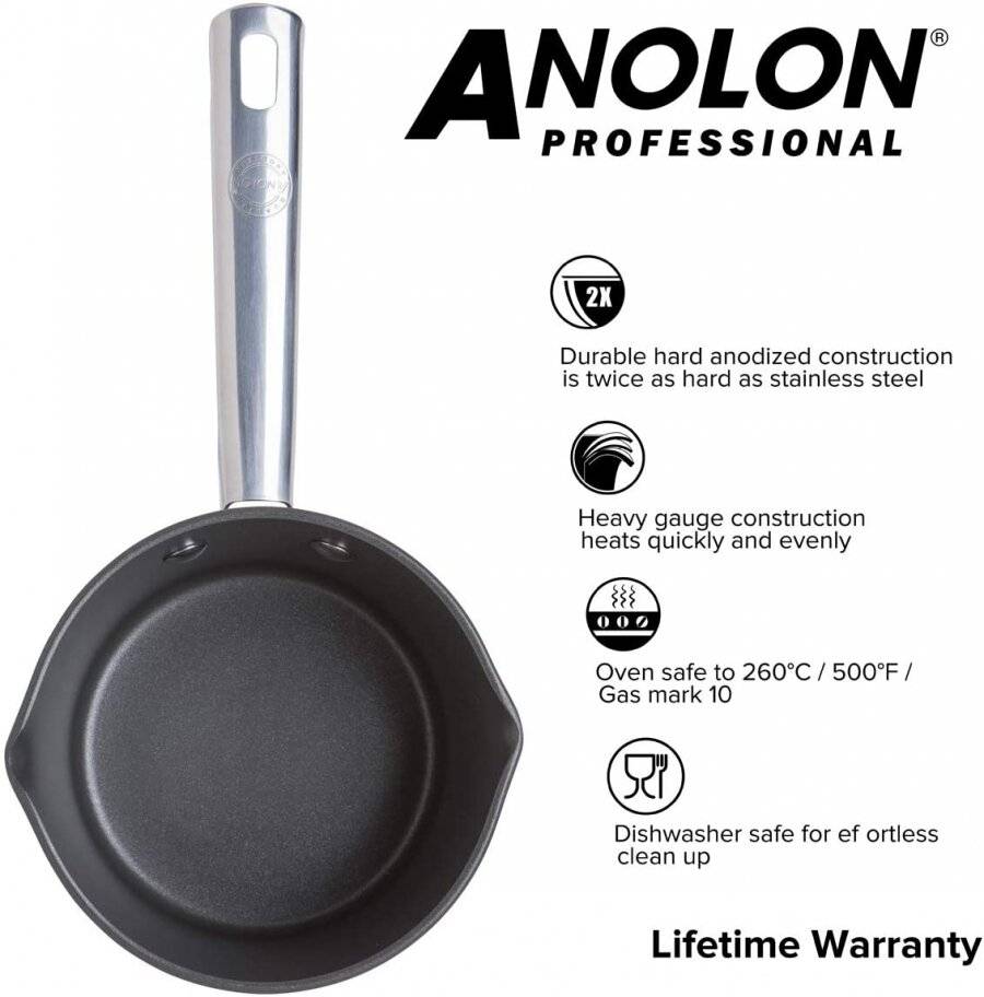 Anolon Professional Milk pan, Saucepans & Frypan Set of 5 - Black