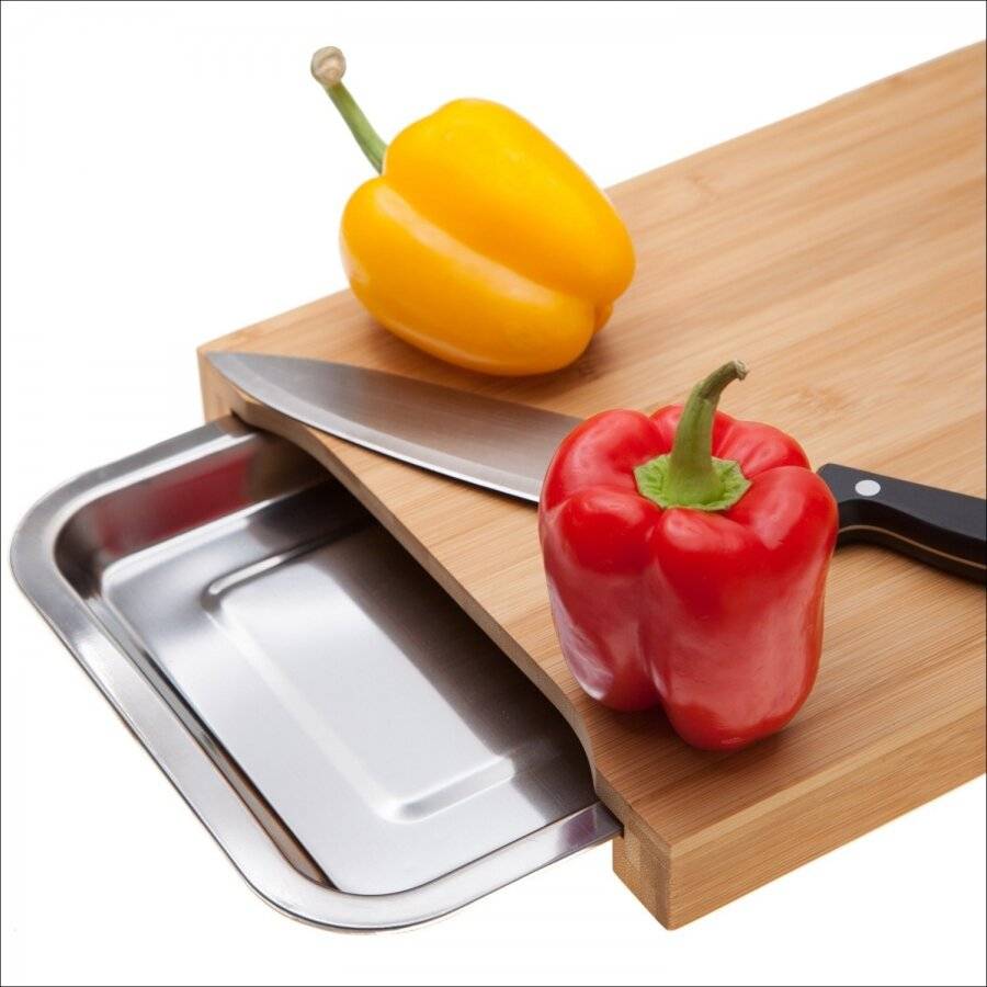 Bamboo Chop n Store  Chopping Board With Stainless Steel Storage Tray