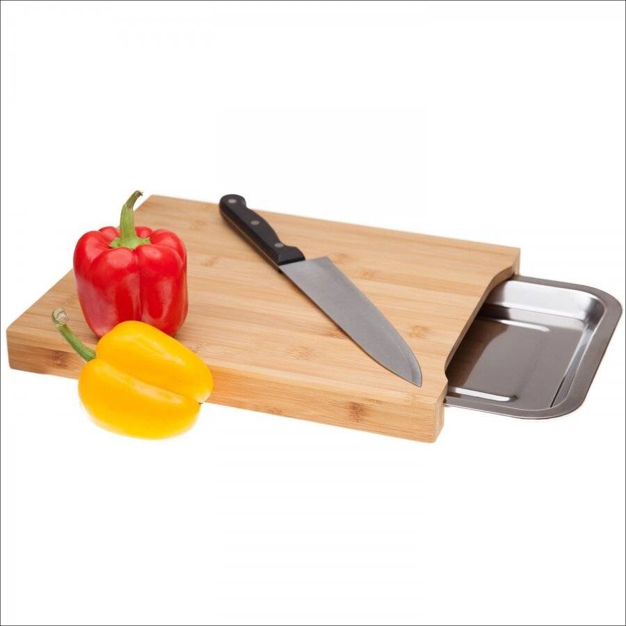 Bamboo Chop n Store  Chopping Board With Stainless Steel Storage Tray