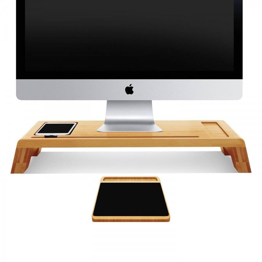 Bamboo Monitor Stand/ Screen Riser For Desks, Computers, Laptops & TVs