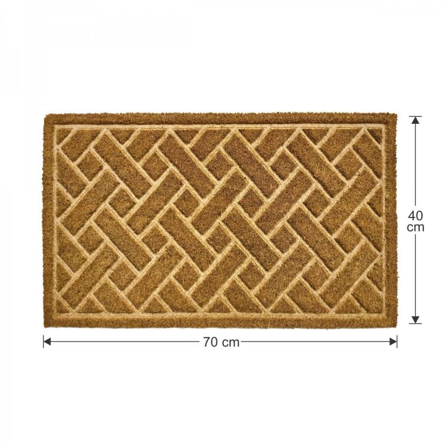 Basket Weave Embossed PVC Backed Coir Entrance Doormat, 40x70cm