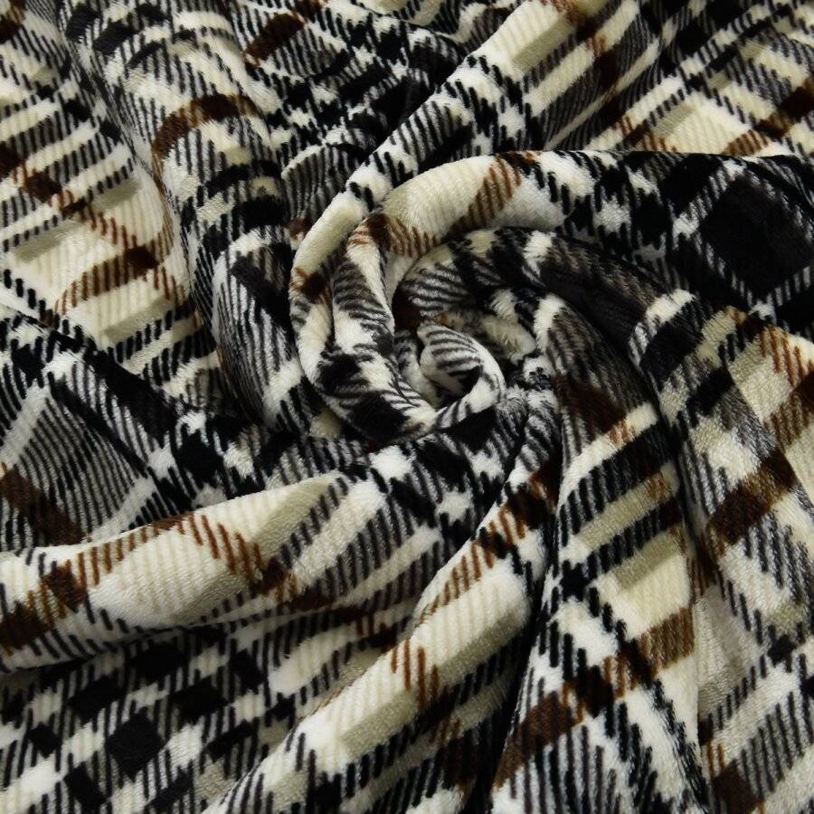 Check Design Super Soft Sherpa Fleece Hooded Blanket - 130 cm x 180 cm