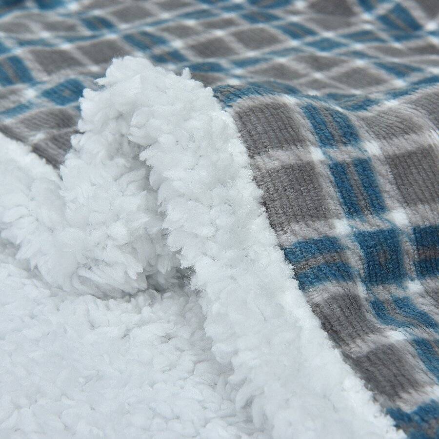 Check Design Super Soft  Sherpa Fleece Wearable Hooded Blanket Throw